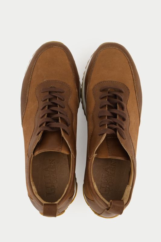 Sneakers mélange de cuirs, semelle intérieure amovible - largeur H