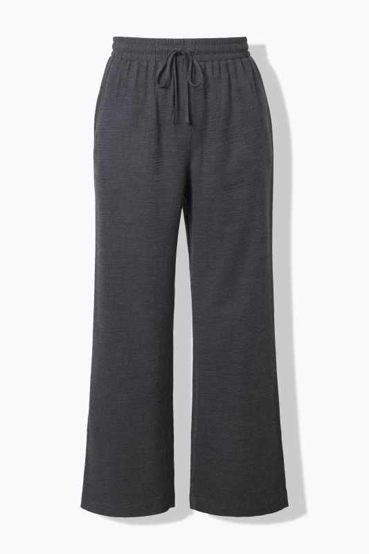 Pantalon finement texturé. Coupe Wide Legs, taille haute
