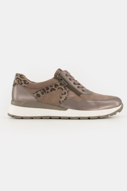 Sneakers en cuir Caprice, fermeture zippée, semelle de propreté amovible - largeur H