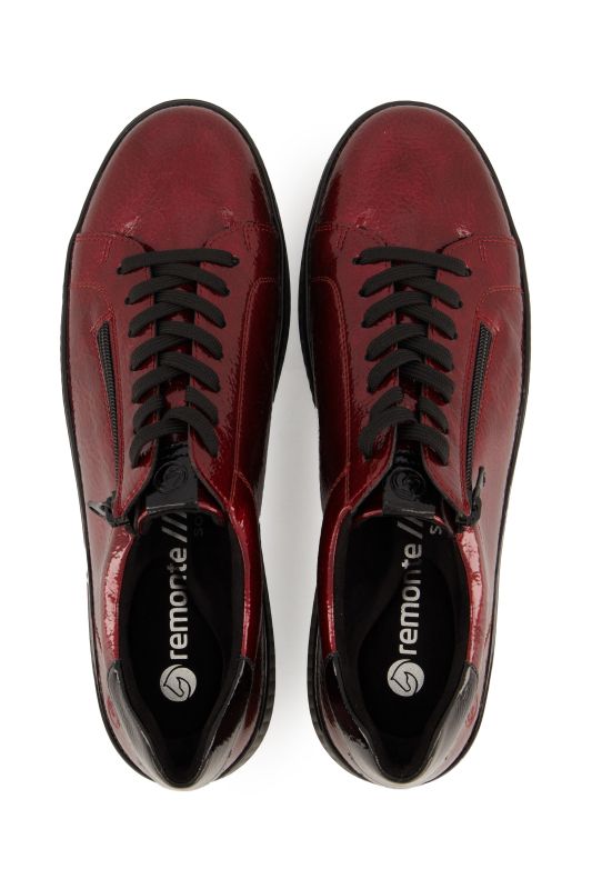 Sneakers en cuir vernis Remonte, semelle intérieure amovible - largeur G