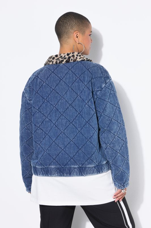 Blouson matelassé. Col polaire léopard. Coupe Blouson Shape