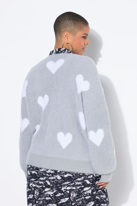 Cardigan oversize. Maille ultra-douce. Motif cœurs