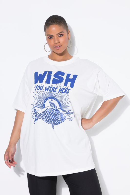 T-shirt oversize. Manches courtes. Imprimé poisson