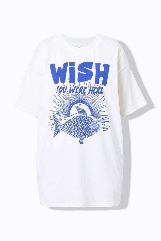 T-shirt oversize. Manches courtes. Imprimé poisson