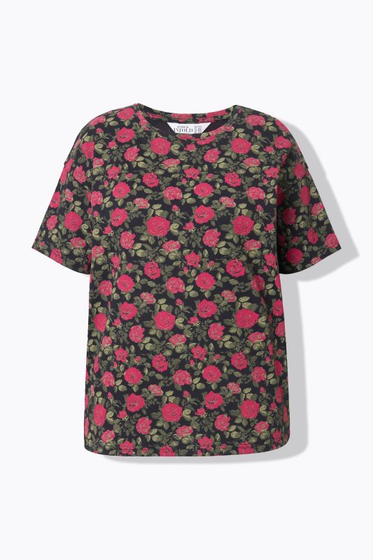T-shirt oversize. Manches courtes. Motif roses