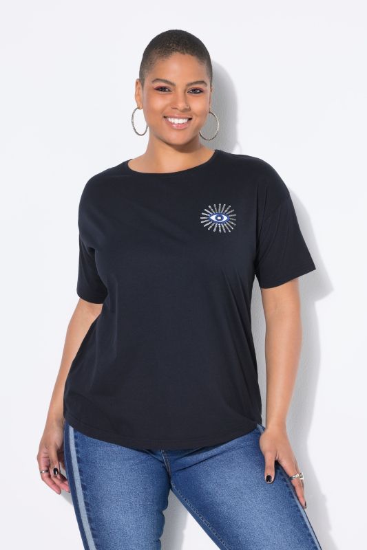 T-shirt oversize. Manches courtes. Motif œil scintillant