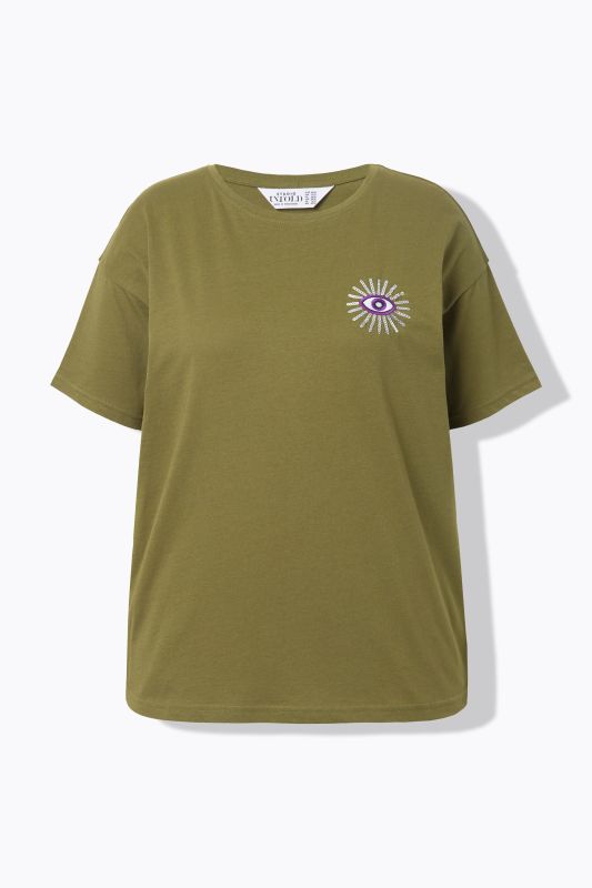 T-shirt oversize. Manches courtes. Motif œil scintillant
