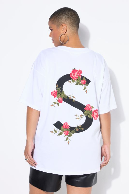 T-shirt oversize. Manches courtes. Motif roses