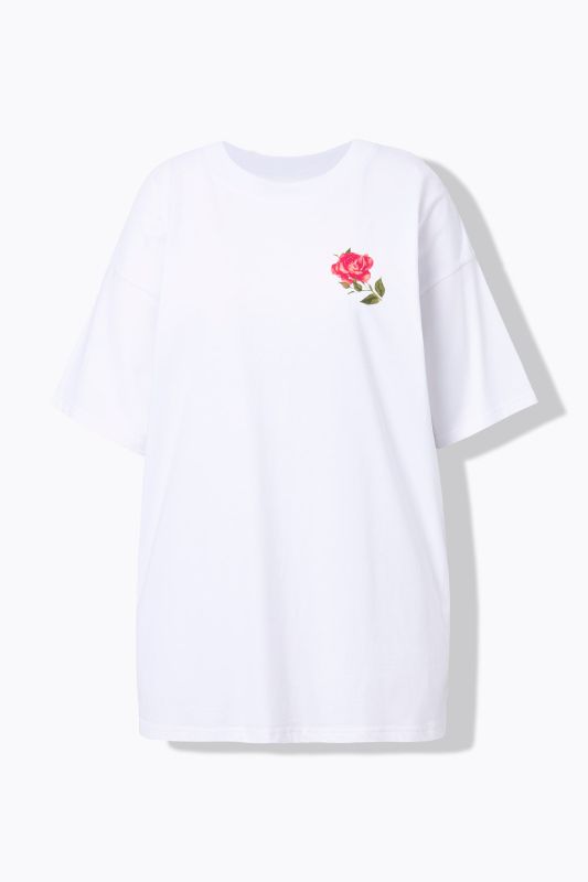 T-shirt oversize. Manches courtes. Motif roses