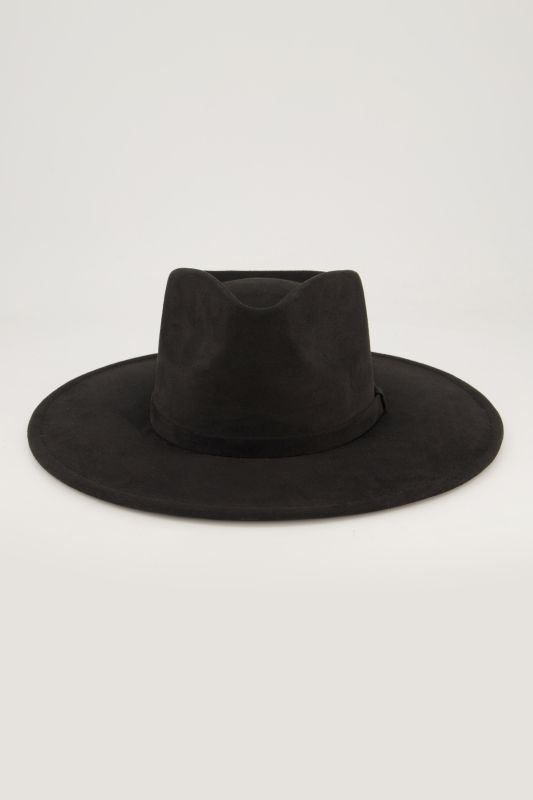 Chapeau de cow-boy aspect cuir suédé, large revers