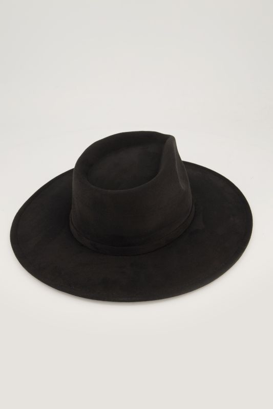 Chapeau de cow-boy aspect cuir suédé, large revers