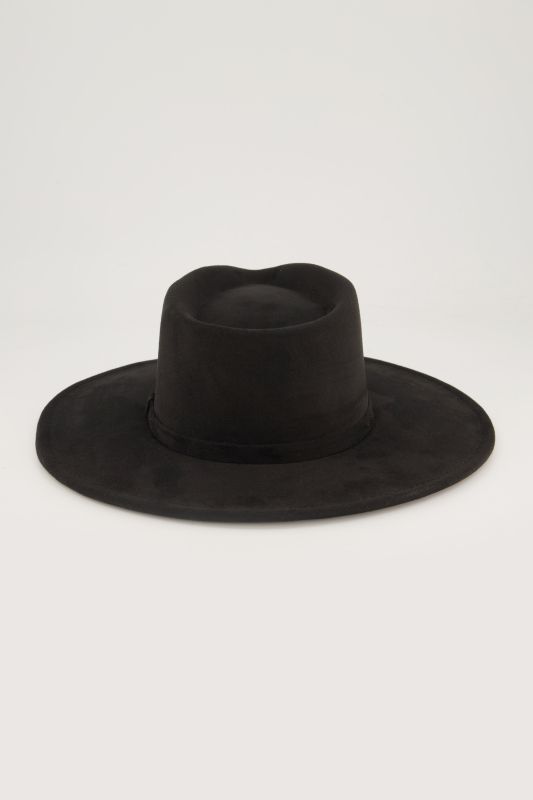 Chapeau de cow-boy aspect cuir suédé, large revers