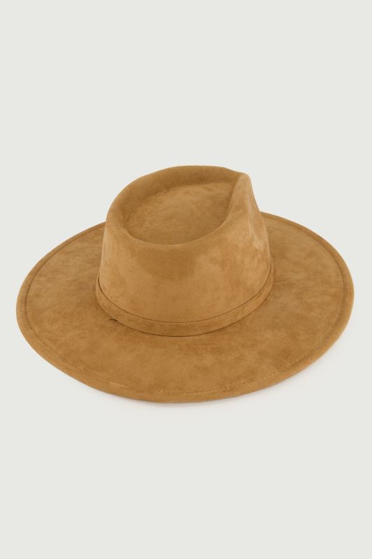 Chapeau de cow-boy aspect cuir suédé, large revers