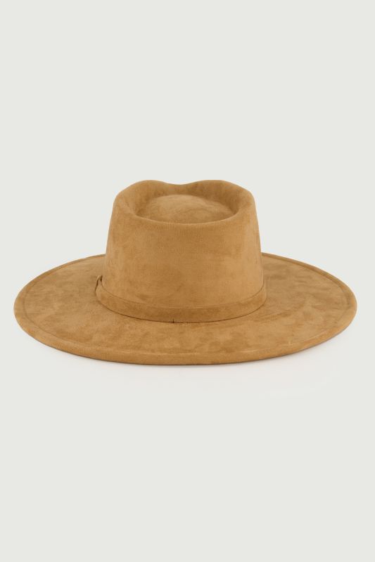 Chapeau de cow-boy aspect cuir suédé, large revers