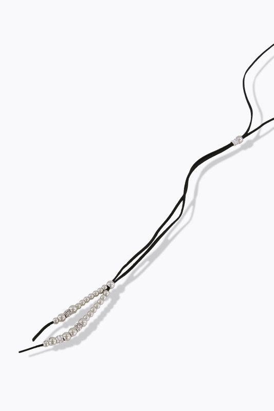 Collier en cuir, perles fantaisie, style western