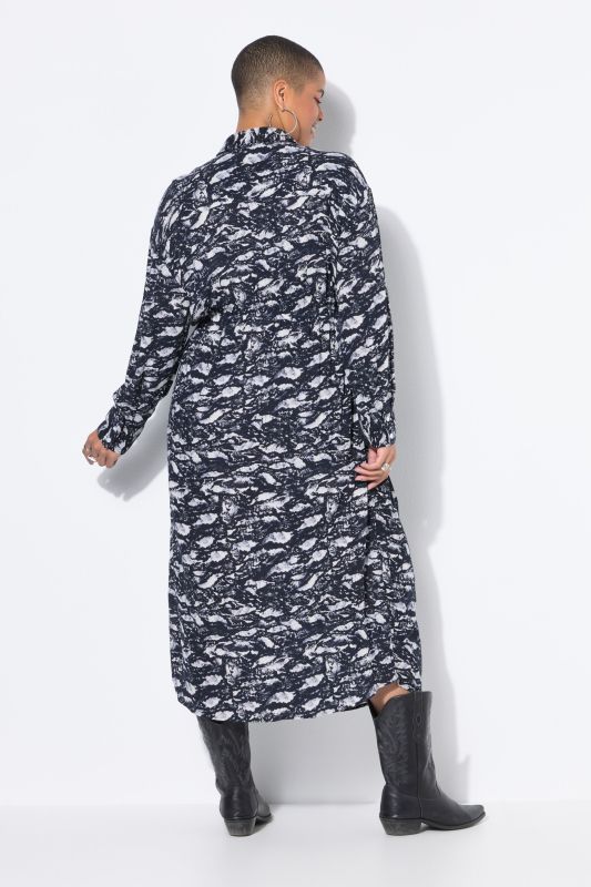 Robe-chemisier midi oversize. Imprimé all-over