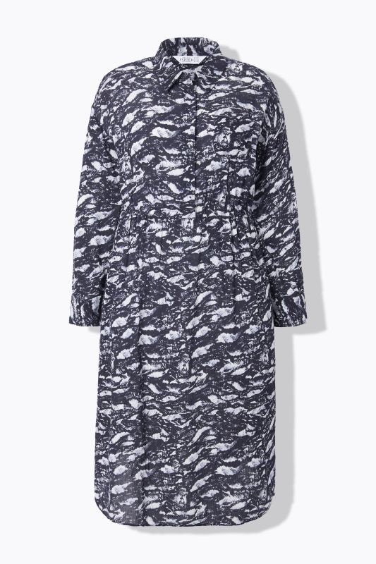 Robe-chemisier midi oversize. Imprimé all-over