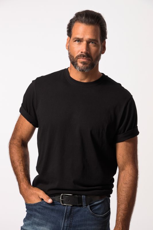 T-shirt Basic en coton peigné, col rond - jusqu'au 8 XL