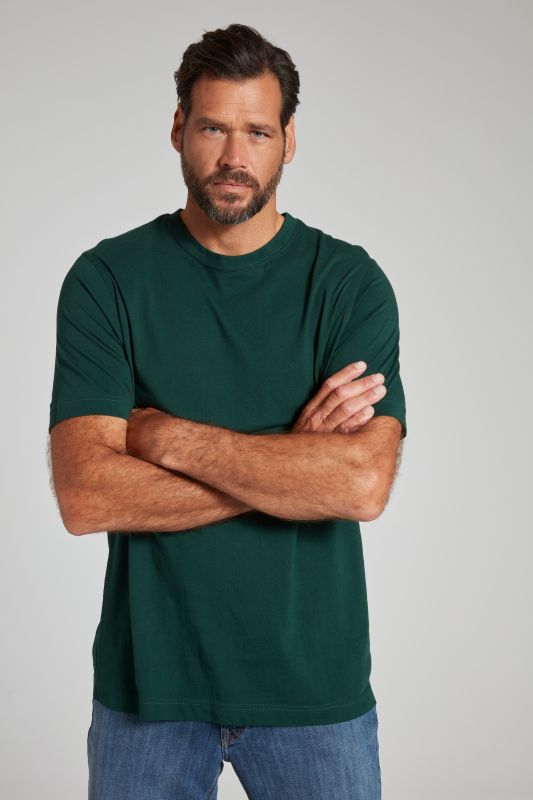 T-shirt Basic en coton peigné, col rond - jusqu'au 8 XL