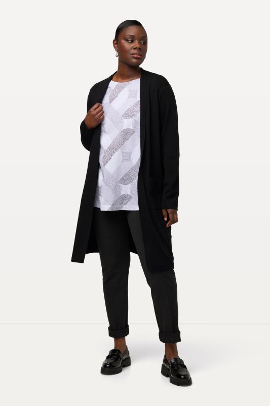 Cardigan coupe ouverte et longue, en maille fine et douce