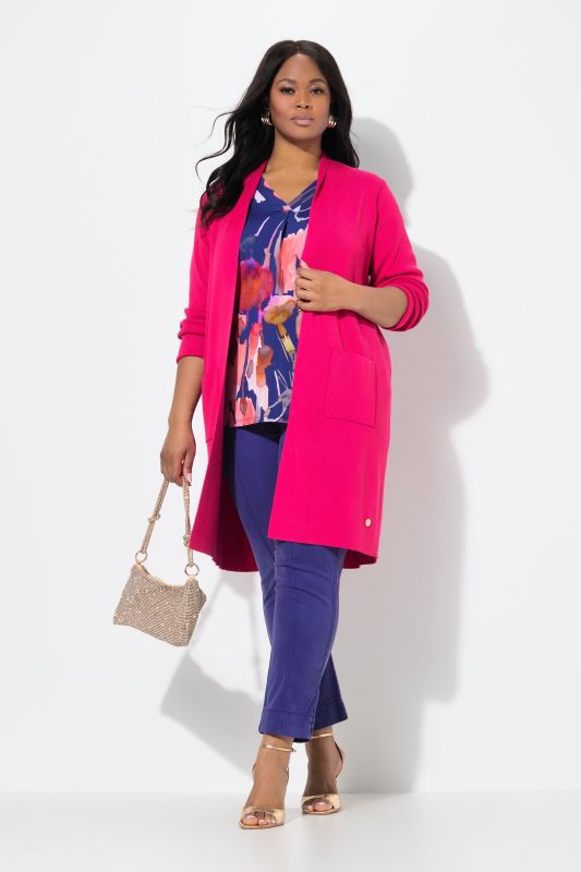 Cardigan coupe ouverte et longue, en maille fine et douce