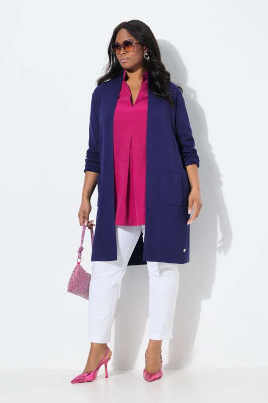 Cardigan coupe ouverte et longue, en maille fine et douce