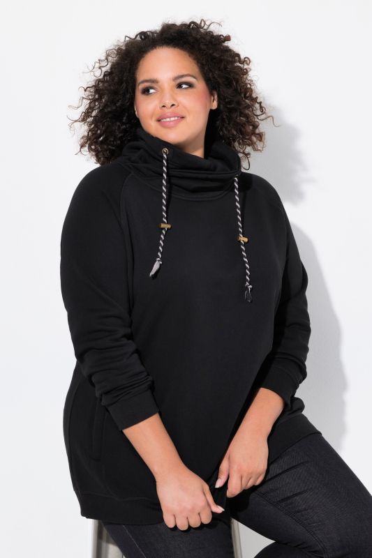 Sweat-shirt à large col montant, poches et manches longues raglan