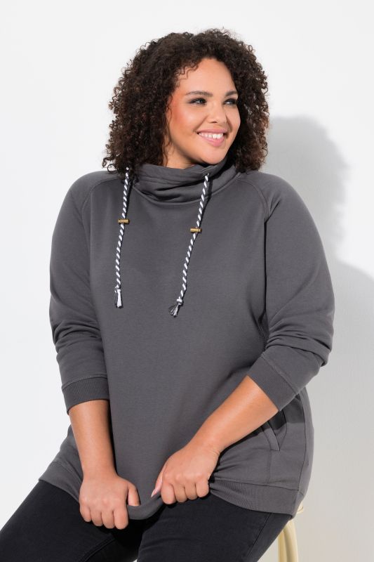 Sweat-shirt à large col montant, poches et manches longues raglan