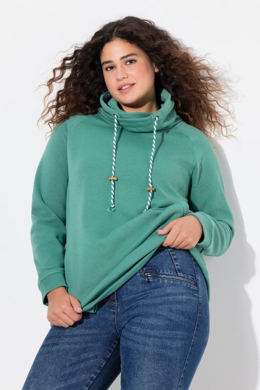 Sweat-shirt à large col montant, poches et manches longues raglan