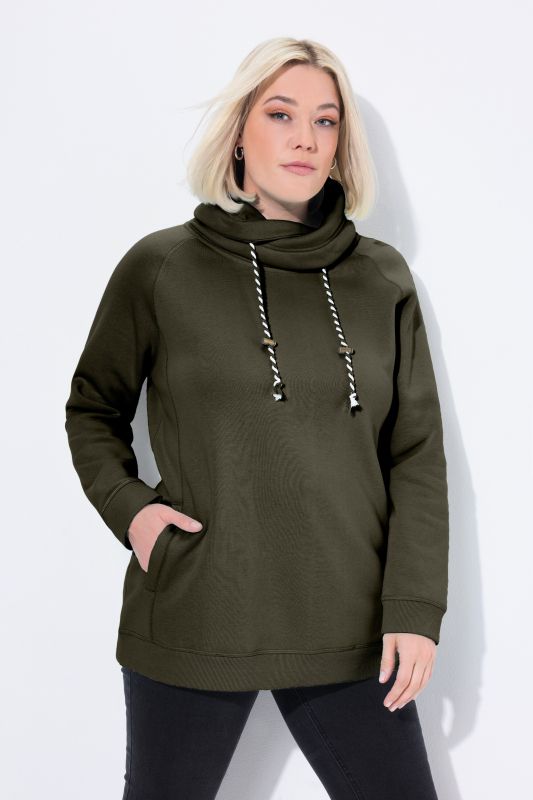Sweat-shirt à large col montant, poches et manches longues raglan