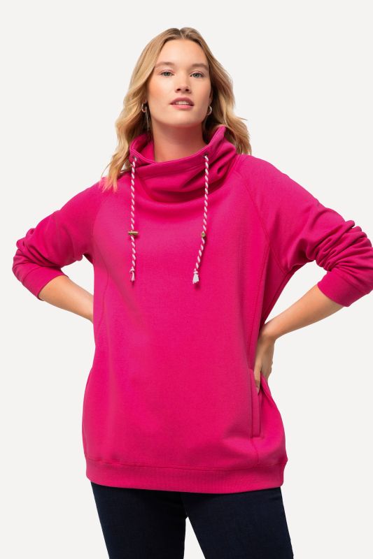 Sweat-shirt à large col montant, poches et manches longues raglan