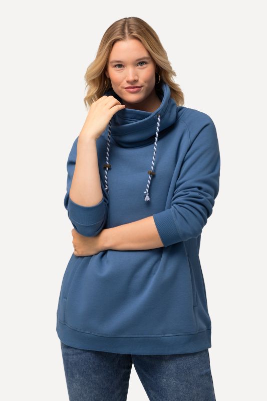 Sweat-shirt à large col montant, poches et manches longues raglan
