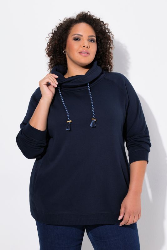 Sweat-shirt à large col montant, poches et manches longues raglan
