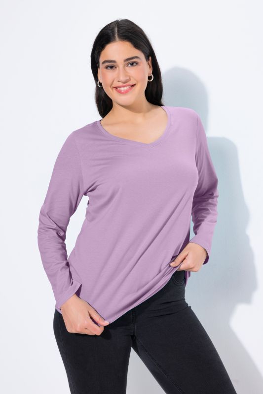 T-shirt Coupe Slim Fit, décolleté en V et manches longues