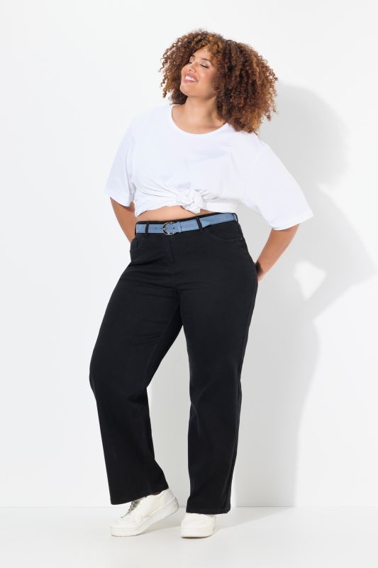Jean Mary ceinture confortable et jambe large, coupe 5 poches