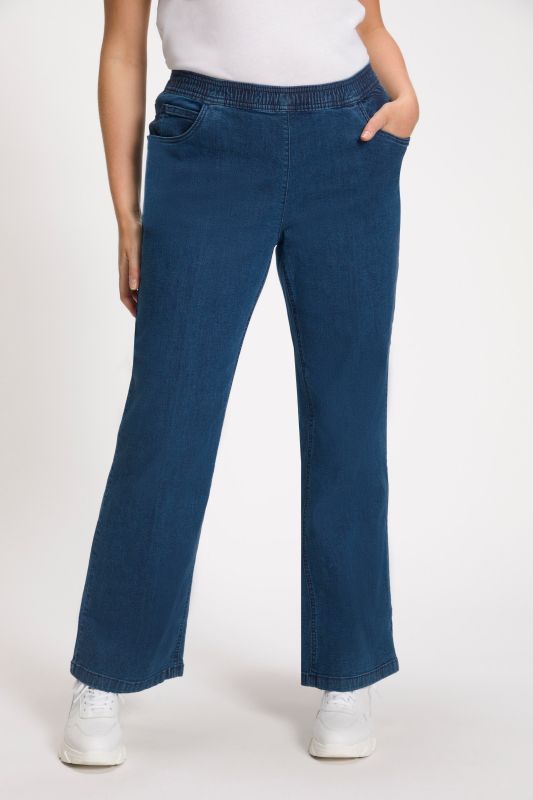 Jean Marlene taille élastique, coupe Mary jambe large, 5 poches