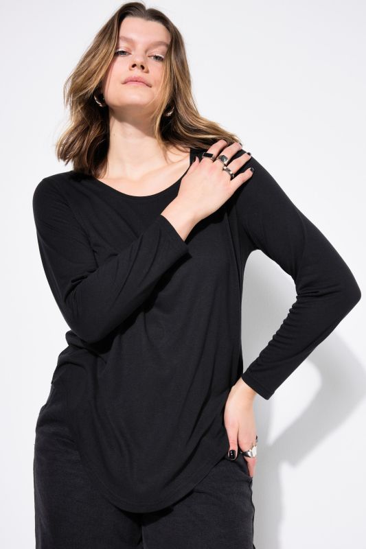 T-shirt, manches longues, base arrondie