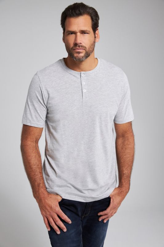 T-shirt Henley, collection Basic. Manches courtes et patte de boutonnage