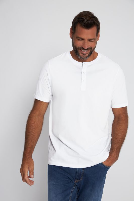T-shirt Henley, collection Basic. Manches courtes et patte de boutonnage