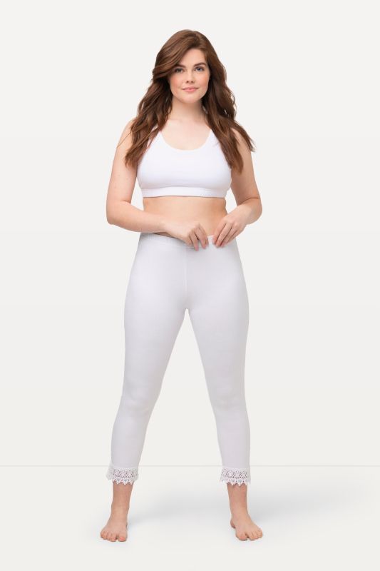Legging 7/8. Bas de jambe en dentelle. Coton bio