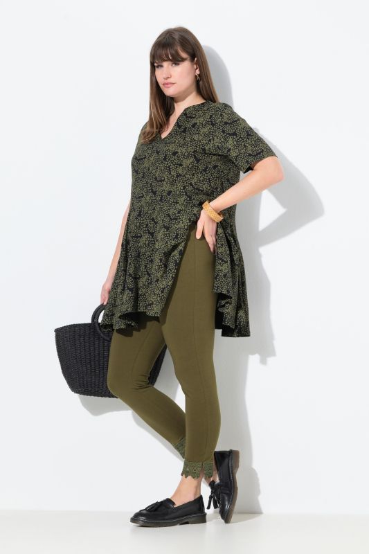 Legging 7/8. Bas de jambe en dentelle. Coton bio