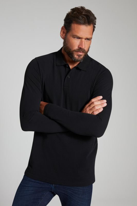 Polo JP 1880 en piqué, manches longues, collection Basic - jusqu'au 8 XL