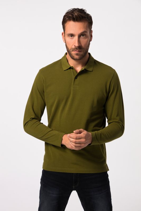 Polo JP 1880 en piqué, manches longues, collection Basic - jusqu'au 8 XL