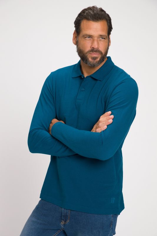 Polo JP 1880 en piqué, manches longues, collection Basic - jusqu'au 8 XL