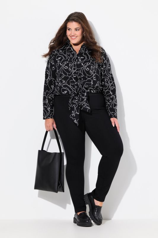 Pantalon point de Rome, modèle Sienna, jambe étroite et taille élastique