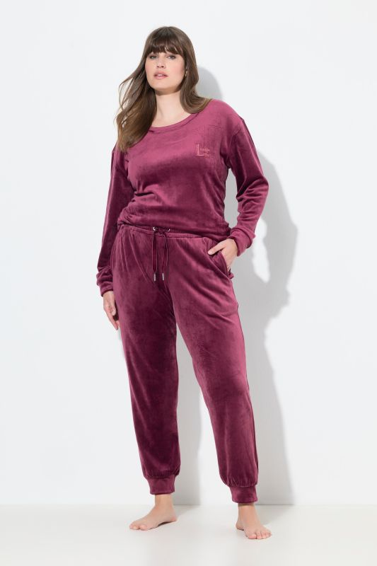 Pantalon homewear, velours ras, base élastique