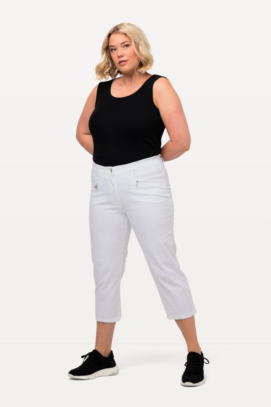 Pantalon Mony, longueur au mollet. Tissu stretch et poches zippées