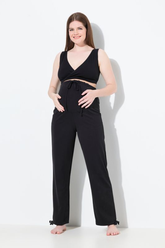 Pantalon en molleton Bellieva, ceinture extra-large, coton bio