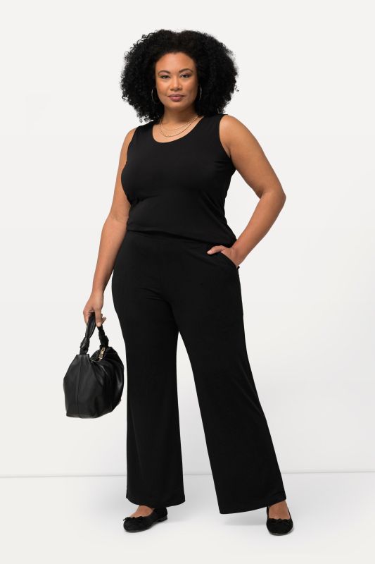 Pantalon en jersey, jambe large et taille élastique