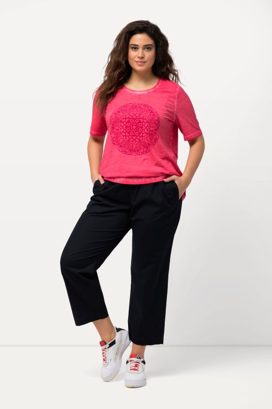 Pantalon chino Ruby 7/8 - taille élastique, jambe droite et large
